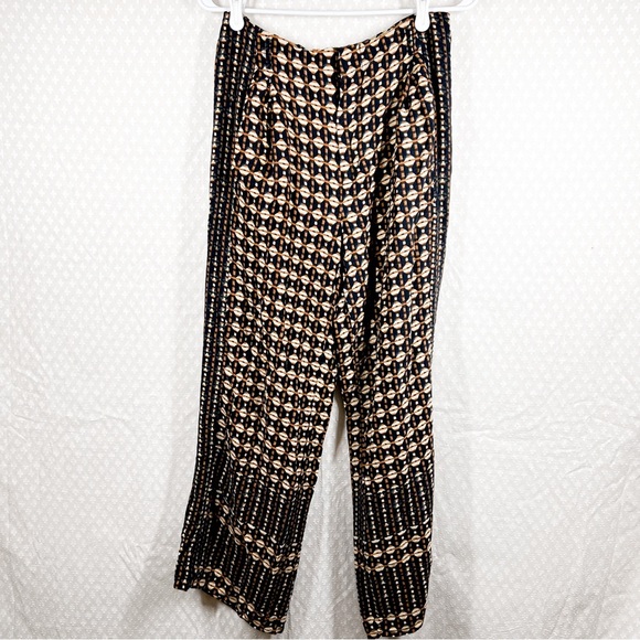 Anthropologie ett;twa Black Brown Mixed Print Metzner High Rise Wide Leg Pants - Picture 1 of 5